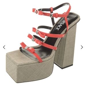 Versace Red and Gray Platform Heels